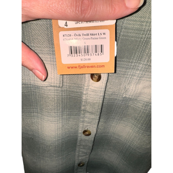Women's Fjallraven Plaid Button Down Shirt S Green White h19 - Picture 3 of 3